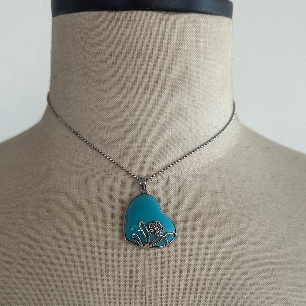 Turquoise Heart Pendant Necklace - Women Jewelry